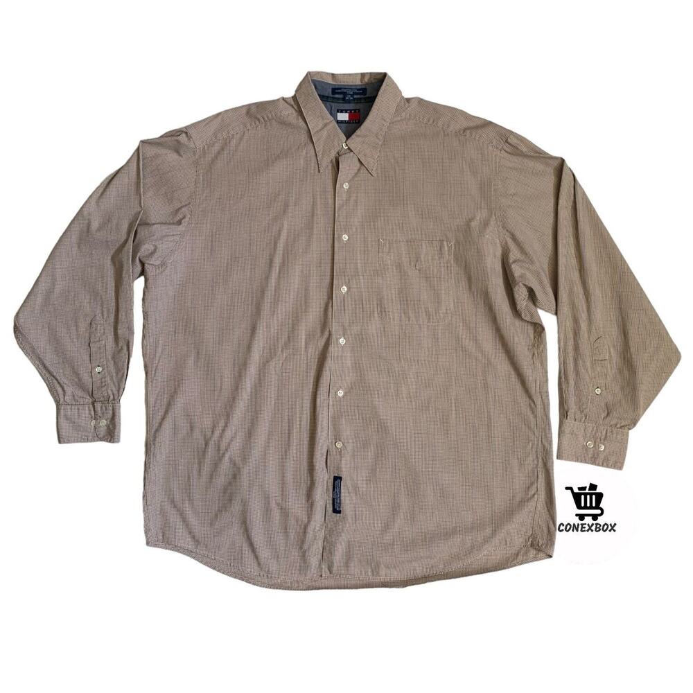 Tommy Hilfiger Men's Size 17 34-35 Button Up Long Sleeve Shirt 100% Cotton